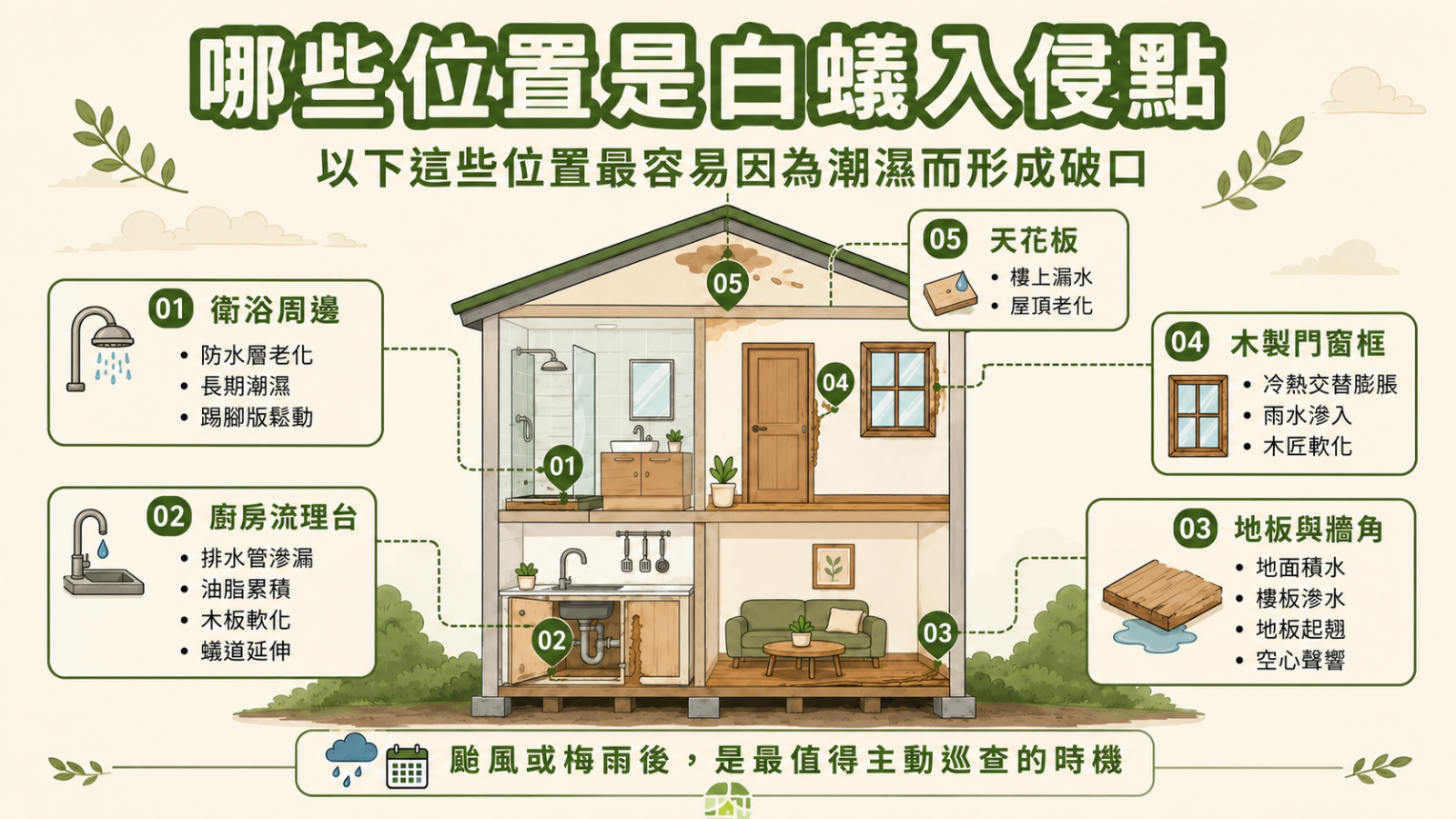 圖片：潮濕受害居家圖解